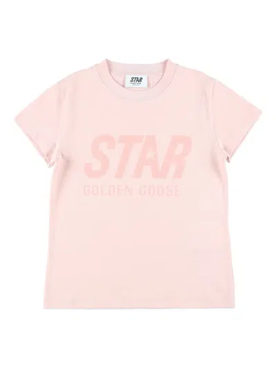 Golden Goose Kids' Star Logo T-shirt In Pink