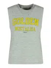 Golden Goose Grey Crewneck Top With Logo Lettering Print On The Front In Grey