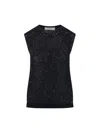 Golden Goose Sequin Knit Tank Top Black In Black