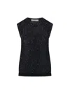 Golden Goose Sequin Knit Tank Top Black In Black