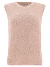 Golden Goose Mesh Knit Top With Sequins And Contrasting Details