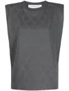 Golden Goose Journey Sleeveless Padded Shoulder T-shirt In 60318 Anthracite