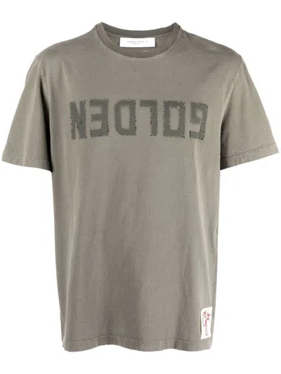 Golden Goose Green Cotton Regular T-shirt With Inverted Logo Design