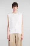 Golden Goose Aged White Sleeveless T-shirt Embellished With Crystals In White