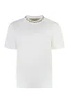 Golden Goose White Crewneck T-shirt With Rhinestone Embellishments On The Collar And Logo Detail On The Rear In C In White