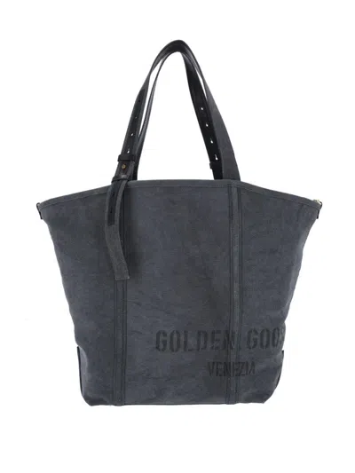 Golden Goose Tote Bag With Braided Leather Strap In Blue
