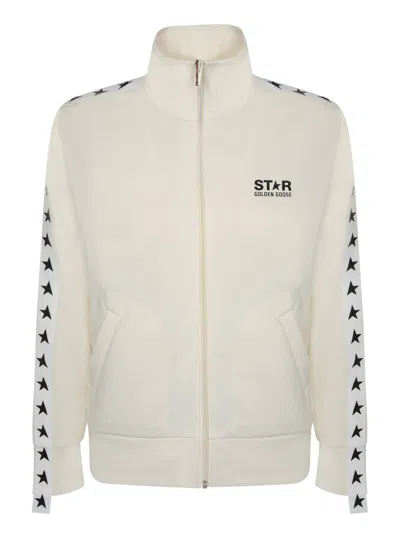 Golden Goose Track Star Zip Sweatshirt In Cream In White