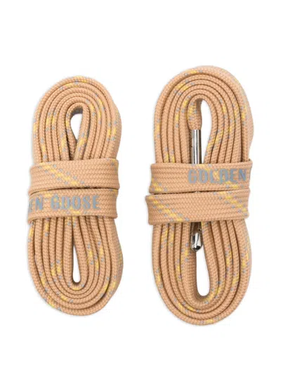 Golden Goose Trekking Logo Print Shoe Laces In Brown