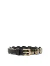 Golden Goose Belt Trinidad Thin Washed Leather Flesh Side With Studs Accessories In Negro
