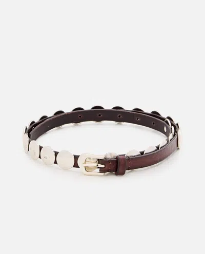 Golden Goose Trinidad Studs Thin Leather Belt In Brown