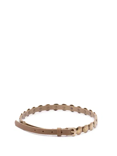 Golden Goose `trinidad` Thin Belt With Studs In Sand
