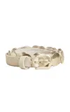 Golden Goose Trinidad Thin Washed Leather Studded Belt In White