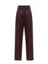Golden Goose Journey Pant Flavia Wide Leg Compact Gabardine Wool In Brown