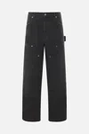Golden Goose Relaxed Fit Black Cotton Utility Trousers In Black