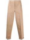 Golden Goose Khaki Beige Cotton Blend Trousers In Brown