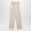 Golden Goose Trousers With Transparent Sequins Écru In Beige