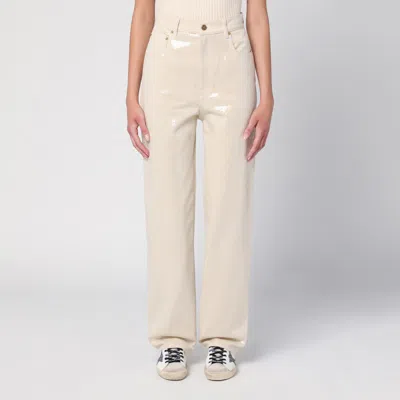 GOLDEN GOOSE GOLDEN GOOSE TROUSERS WITH TRANSPARENT SEQUINS ÉCRU