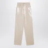 Golden Goose Trousers With Transparent Sequins Écru In Neutrals