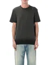 Golden Goose Vintage-effect Anthracite T-shirt With Perforated Heart Men In Gray