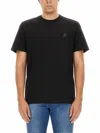 Golden Goose Men Black Crewneck T-shirt With Star Detail On The Front In Cotton Man In Black