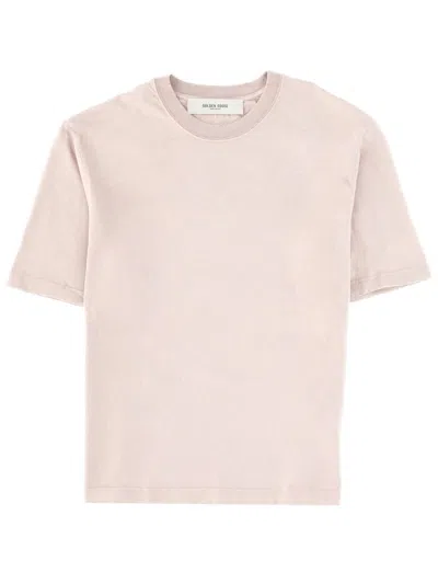 Golden Goose Neutrals Tonal Back Embroidered Cotton T-shirt In Pink