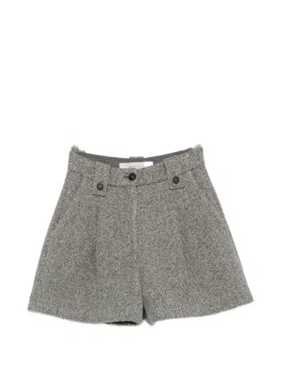 Golden Goose Tweed-effect Pleated Shorts In Gray