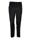 Golden Goose Twill Drawstring Trousers With Gold Logo Plaque In Black
