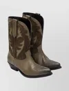 Golden Goose Two-tone Western Style Boots With Stitching Embellishments In Green