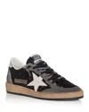 Golden Goose Ballstar Suede Glitter Low-top Sneakers In Blackgreyw