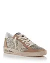 Golden Goose Womens Silver Com Ballstar 65199 Glitter-embellished Suede Low-top Trainerse In Platinum