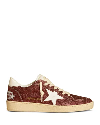 Golden Goose Unisex Ball Star Glitter Lace Up Sneakers In Rot