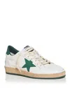 Golden Goose White Leather Sneakers In White/green