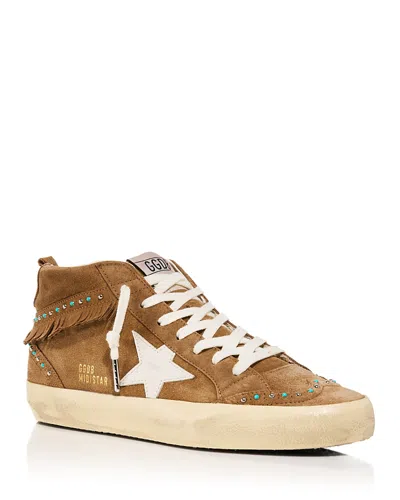 Golden Goose Unisex Mid Star Embellished Fringe Sneakers In Brown