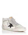 Golden Goose Mid Star Distressed-effect Sneakers In White/ice