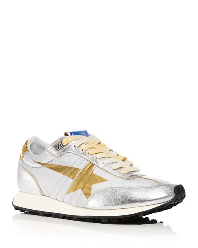 Golden Goose Running Marathon Nylon Upper Lamineted Toe And Spur Printed Star Glitter Heel Shoes In Multi