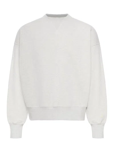 Golden Goose Unisex Star Sweatshirt In Grey Cotton With Embroidery And Crystals In White