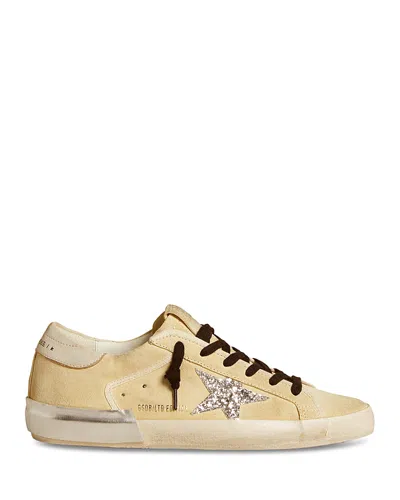Golden Goose Unisex Super Star Lace Up Sneakers In Buttercream/wilver/beige