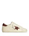 Golden Goose Unisex Super Star Lace Up Sneakers In Optic White/burgundy/pink