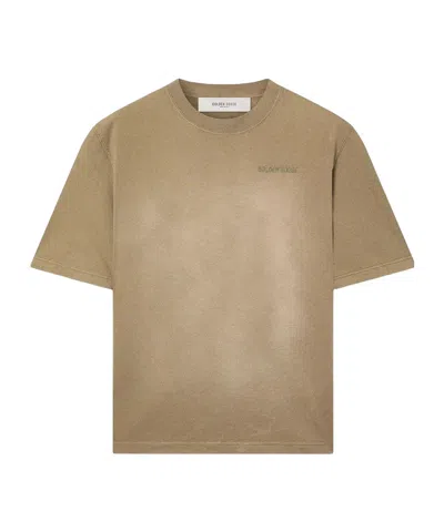 Golden Goose Unisex T-shirt In Beige Cotton Jersey With Embroidered Logo In Brown