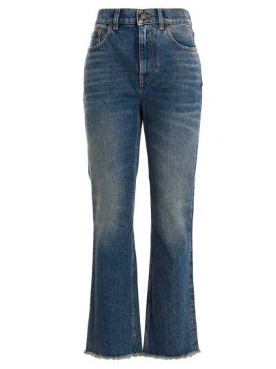Golden Goose Used-effect Hem Detail Jeans Blue