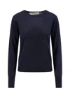 Golden Goose Used Effect Wool Sweater In Blue