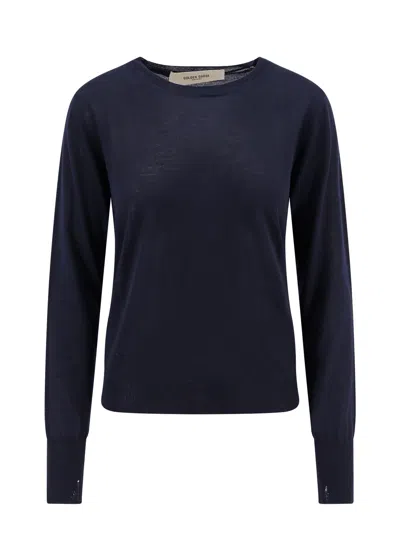 Golden Goose Used Effect Wool Sweater In Blue