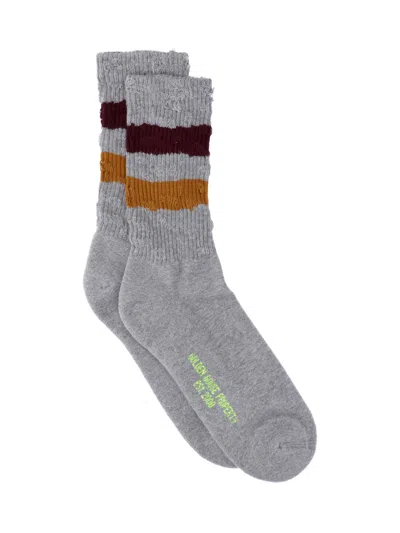 Golden Goose Striped Ribbed Socks In Gray