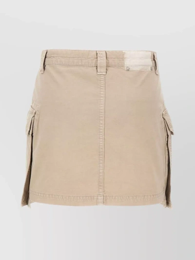 Golden Goose "utility" Cotton Mini Skirt In Gray