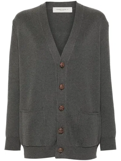 Golden Goose Cotton V Necked Cardigan In Gray