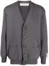 Golden Goose V-neck Gray Cardigan With Embroidered Patch In Gray