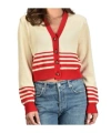 Golden Goose Beige Cardigan With Red Stripes In Nude