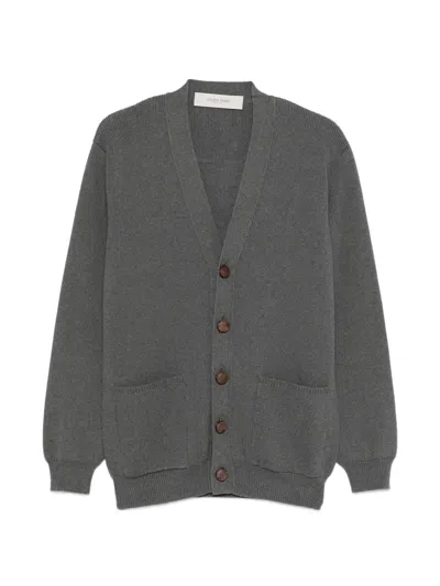 Golden Goose Relaxed Fit V-neck Cardigan With Contrasting Graphic In Gray