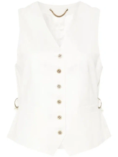 Golden Goose V-neck Twill Waistcoat In White