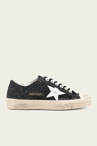 GOLDEN GOOSE V-STAR 2 BLACK GLITTER SNEAKER